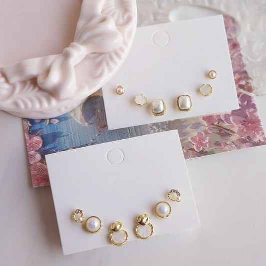 Earring Pearl Faux Set Stud