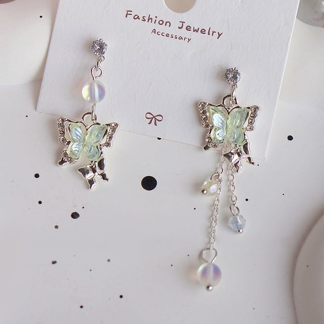 / Butterfly Clip Beaded Earring Dangle On