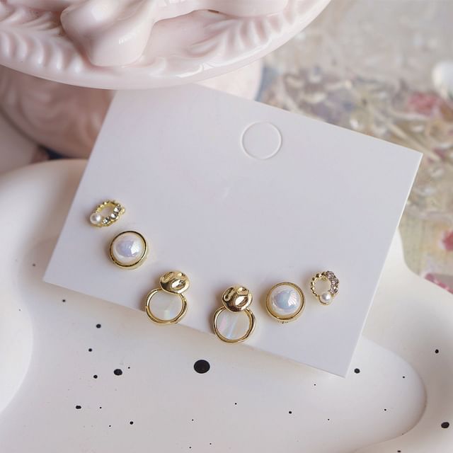 Earring Pearl Faux Set Stud