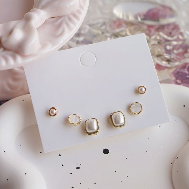 Earring Pearl Faux Set Stud