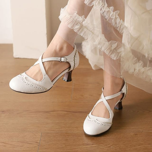 Low Heel Sandals Brogue D'Orsay