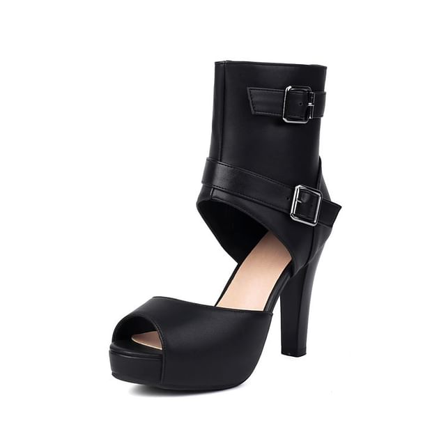 Thong Boots Short Peep-Toe Heel High