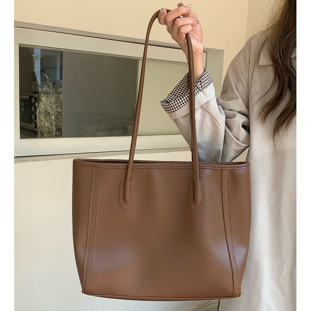 Tote Leather Plain Bag Faux