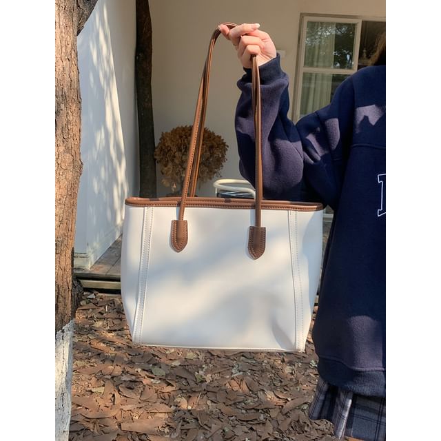 Tote Leather Plain Bag Faux