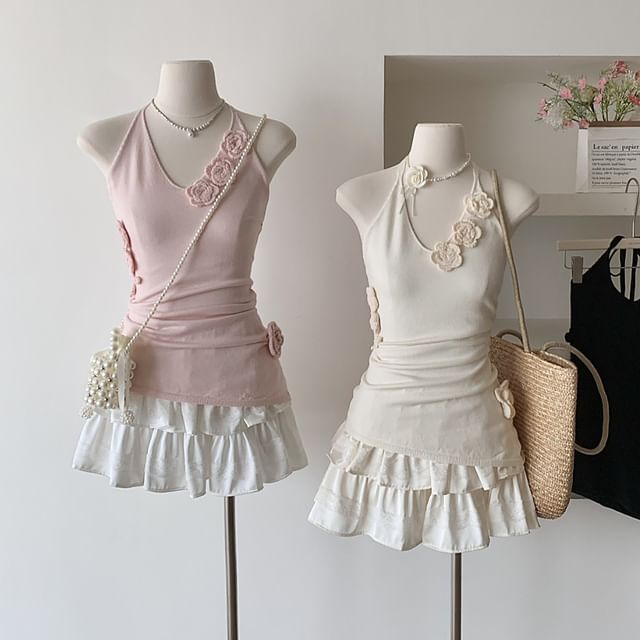 Top Plain Crochet Floral Halter