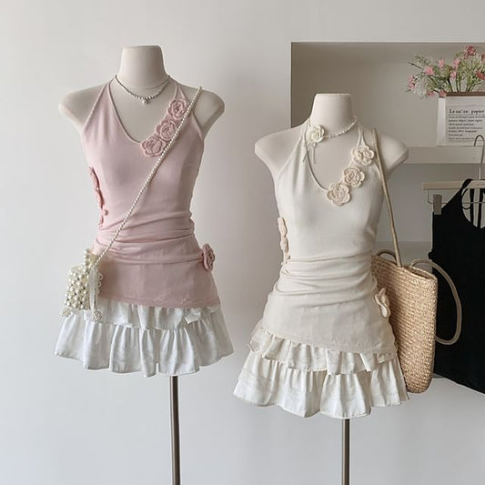 Top Plain Crochet Floral Halter