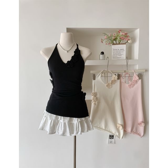 Top Plain Crochet Floral Halter