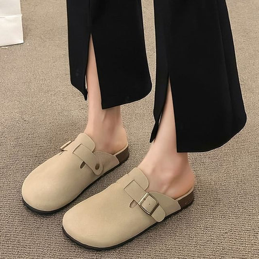 Buckled Platform Mules Plain
