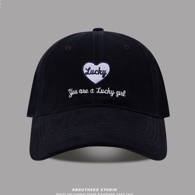 Cap Lettering Heart Baseball Embroidered