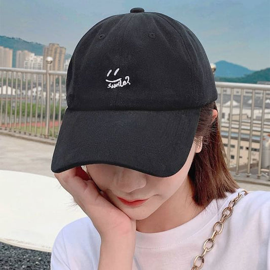 Baseball Cap Embroidered Smiley