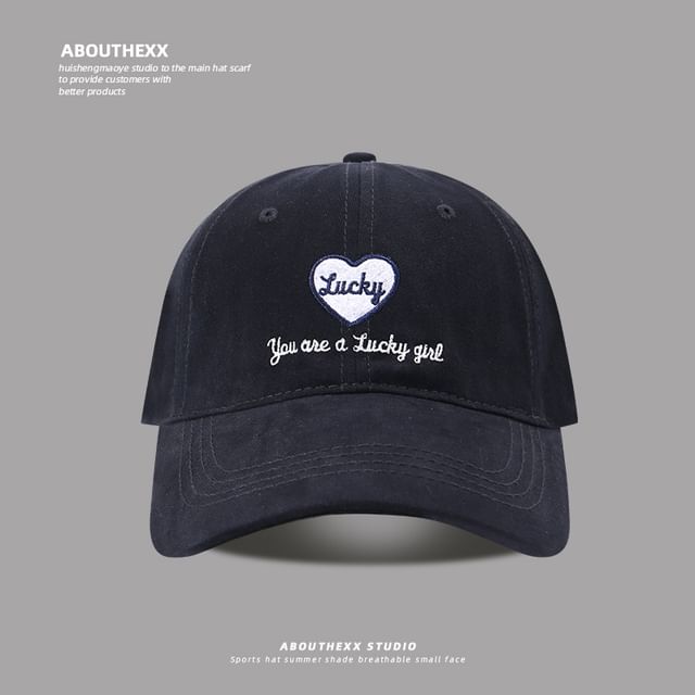 Cap Lettering Heart Baseball Embroidered