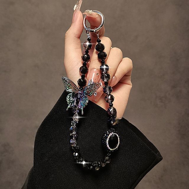 Strap Faux Crystal Butterfly Phone