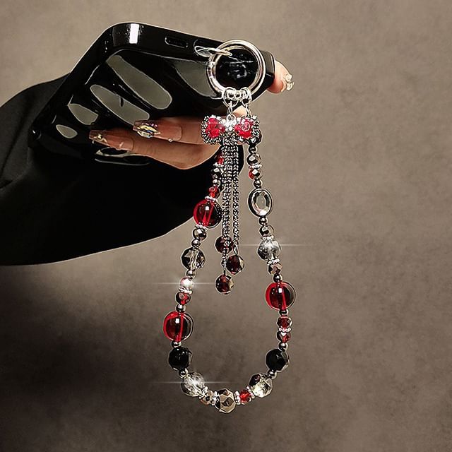 Faux Phone Crystal Strap Bow