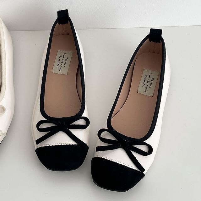 Patent Flats Leather Bow