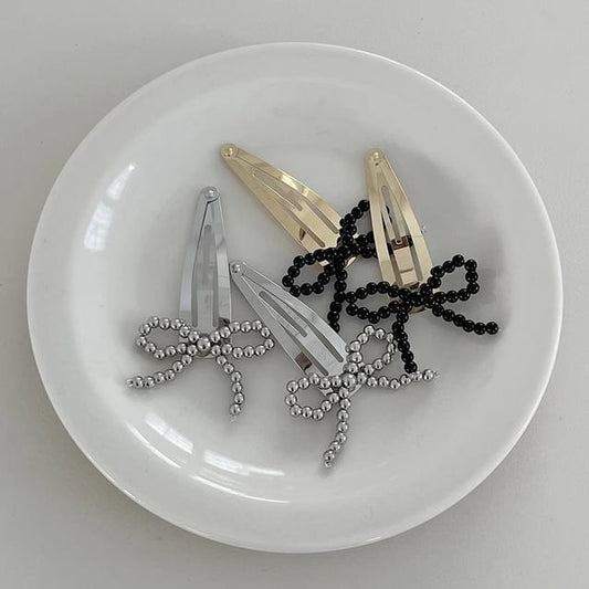 Beaded Set Hair Alloy Clip Bow