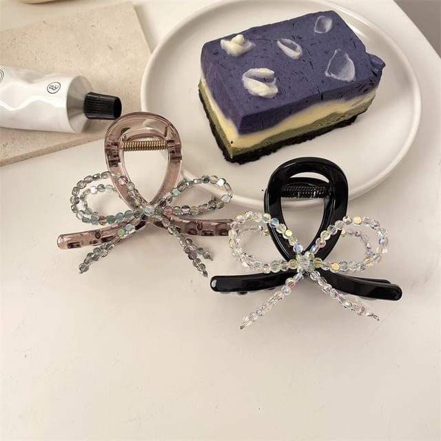 Hair Claw Beaded Acrylic Bow
