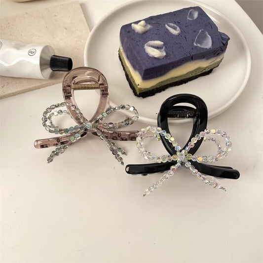 Hair Claw Beaded Acrylic Bow