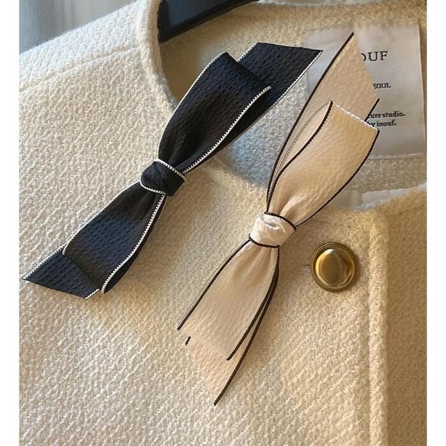 Contrast Bow Hair Clip Trim Set /
