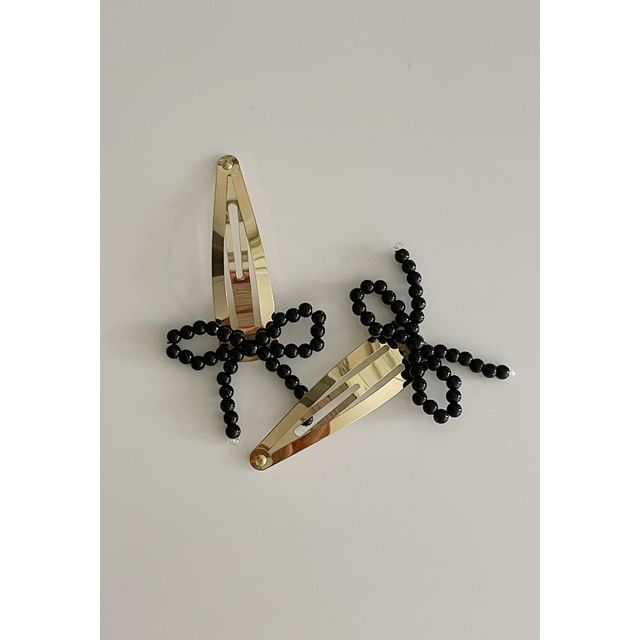Beaded Set Hair Alloy Clip Bow