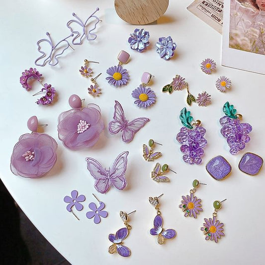 Earring Stud Drop Designs) Flower Butterfly (Various /
