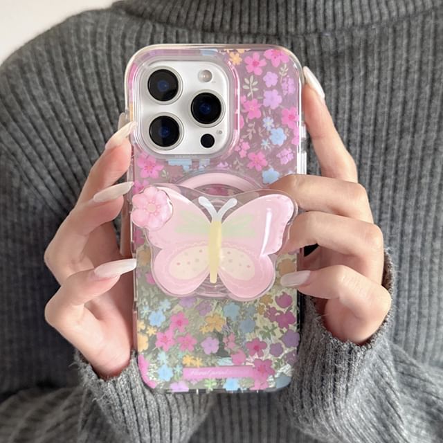 with (Compatible Case Magnetic MagSafe) Floral Print Phone