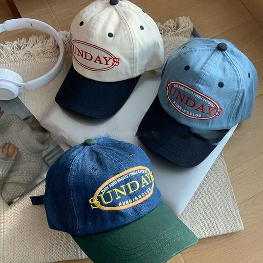 Lettering Cap Tone Baseball Embroidered Two