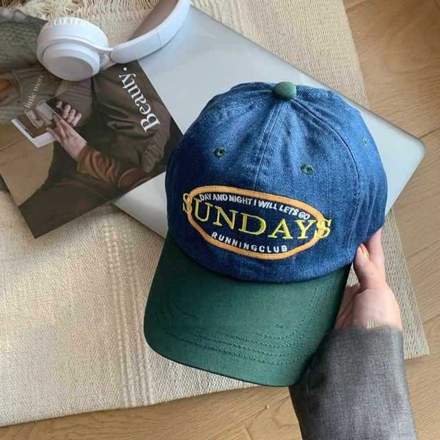 Lettering Cap Tone Baseball Embroidered Two