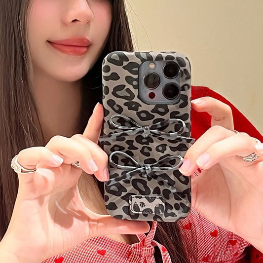 Print Leopard Case Phone Bow