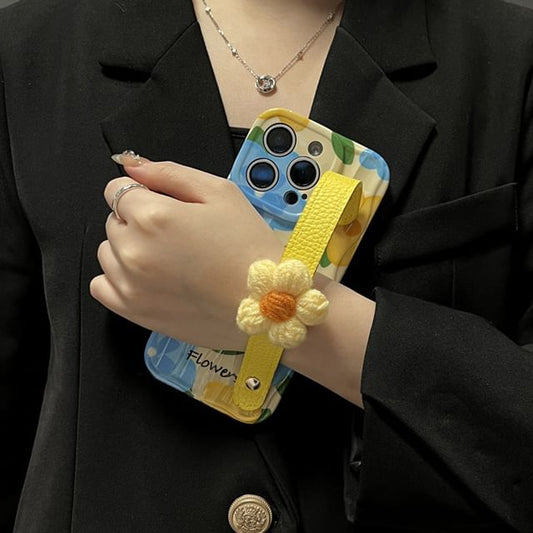 Floral Phone with Strap Case