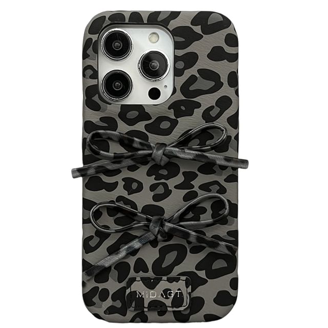 Print Leopard Case Phone Bow