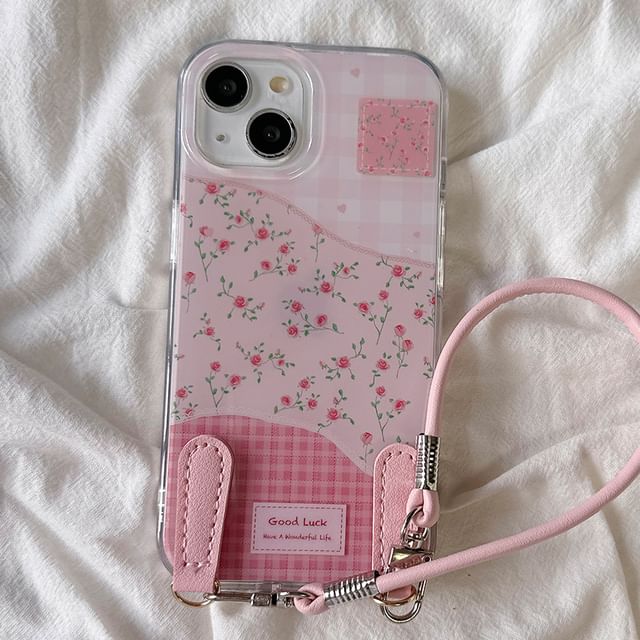 Case Print Phone Strap Floral with