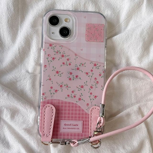 Case Print Phone Strap Floral with