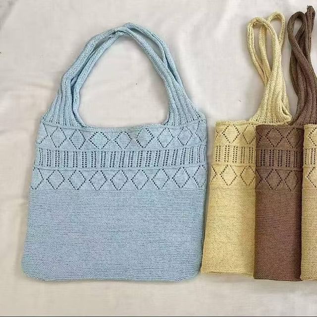 Bag Plain Pointelle Tote Knit