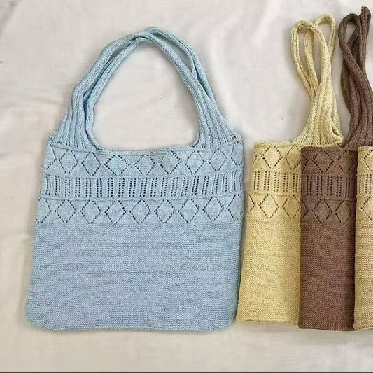 Bag Plain Pointelle Tote Knit