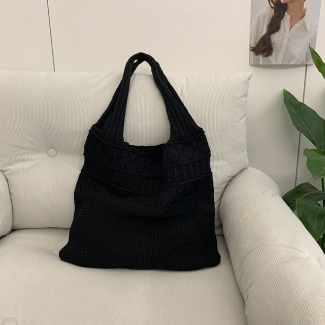 Bag Plain Pointelle Tote Knit
