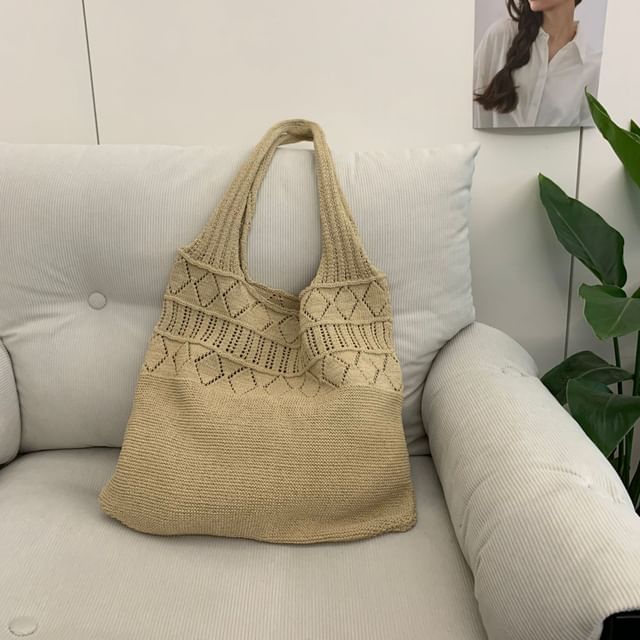 Bag Plain Pointelle Tote Knit