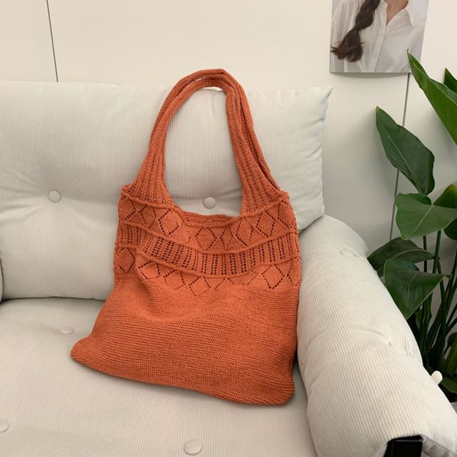 Bag Plain Pointelle Tote Knit