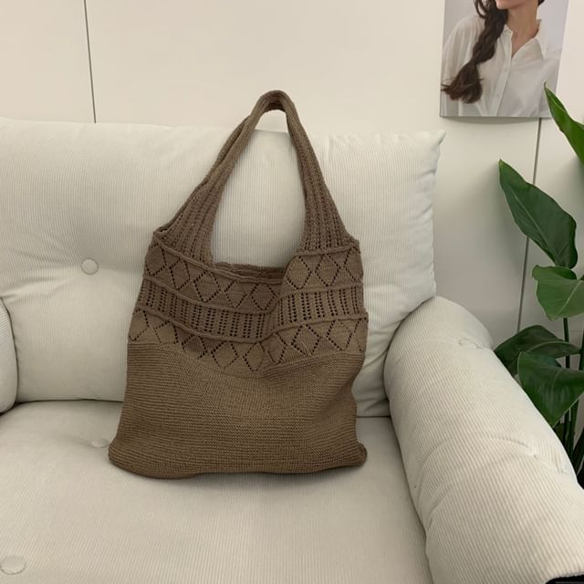 Bag Plain Pointelle Tote Knit