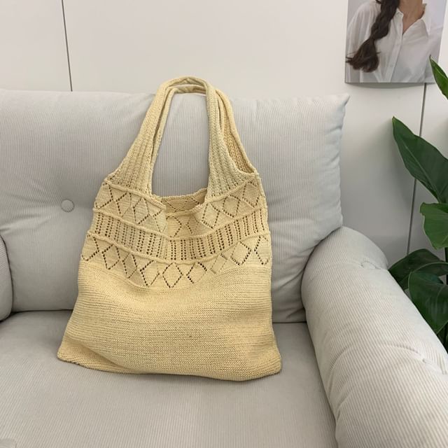 Bag Plain Pointelle Tote Knit