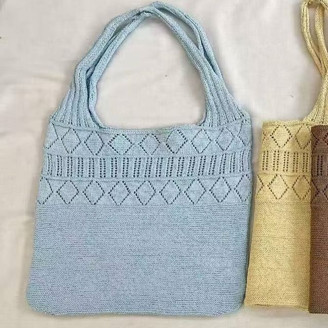 Bag Plain Pointelle Tote Knit