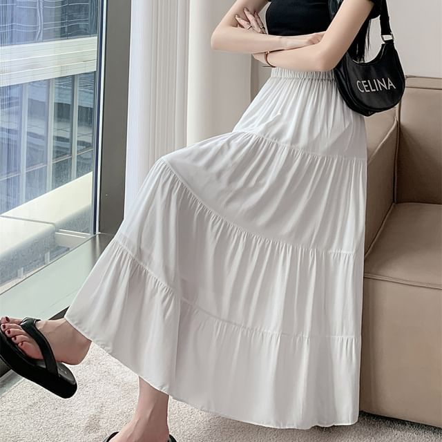 Skirt High A-Line Maxi Plain Rise