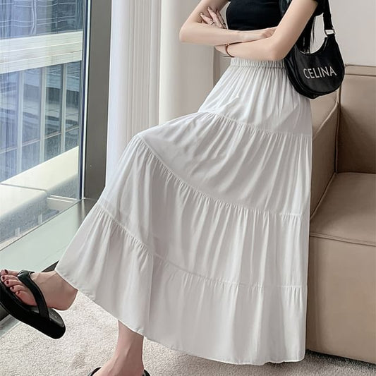 Skirt High A-Line Maxi Plain Rise