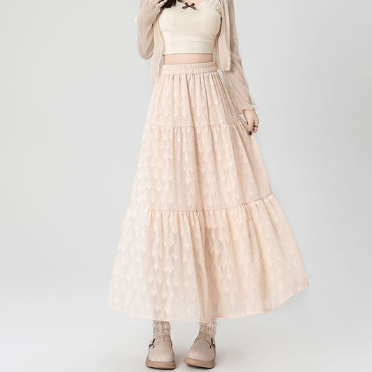 Midi Waist Skirt Patterned High A-Line