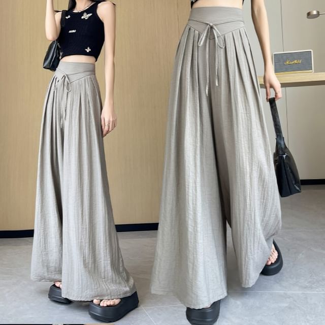 Plain Inverted High Pleated Pants Waist Leg (Various Wide Designs)