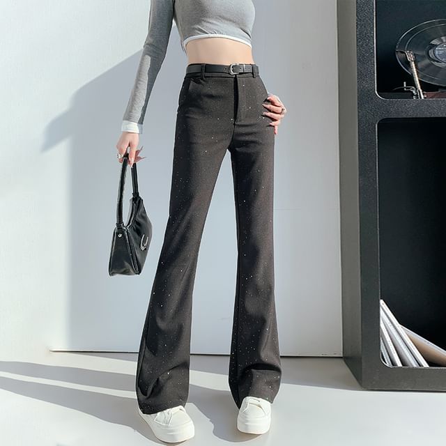 High Pants Sequin Flared Rise