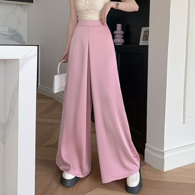 Leg Pants Wide Waist Plain High