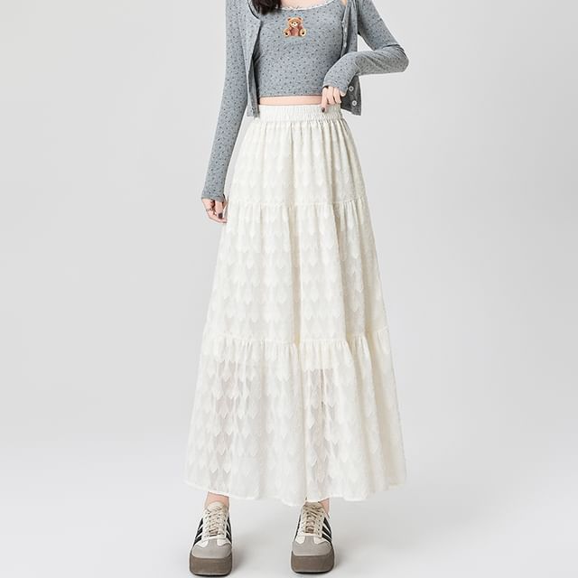 Midi Waist Skirt Patterned High A-Line
