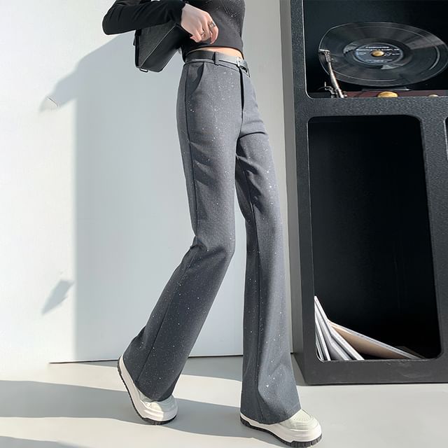 High Pants Sequin Flared Rise