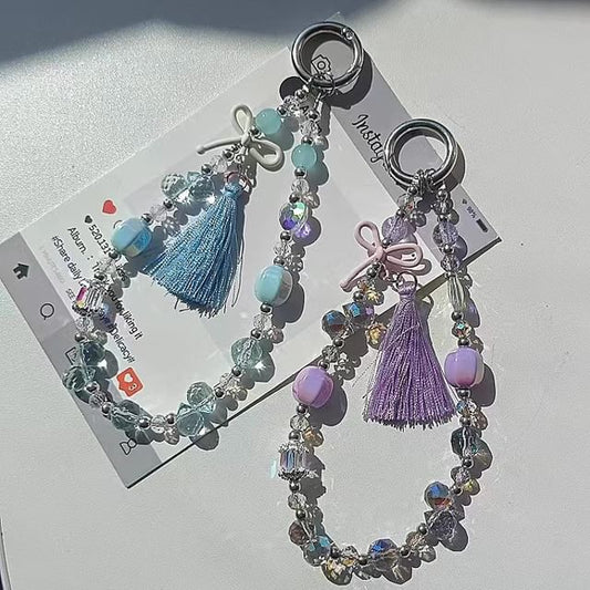 Bow Crystal Pad with Phone Strap Faux Lanyard