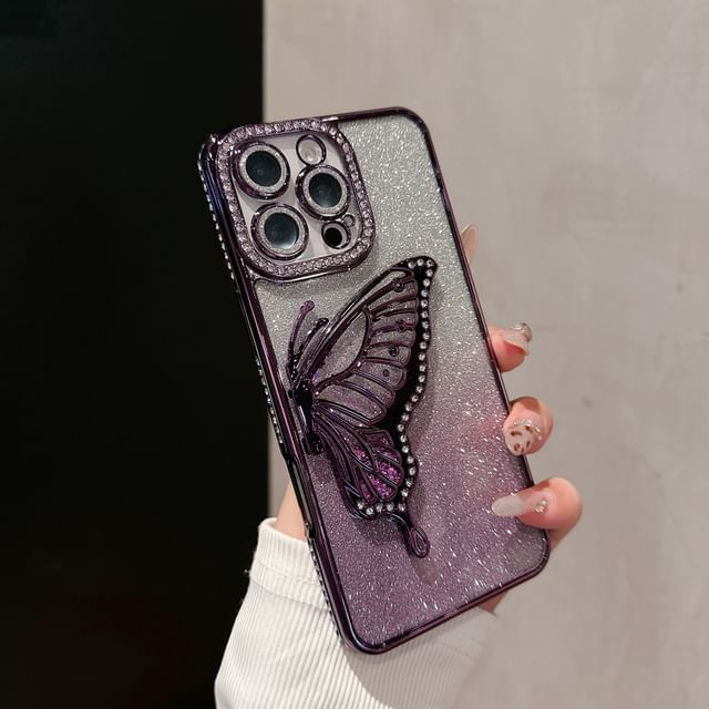 Embellished Case Stand Butterfly Phone